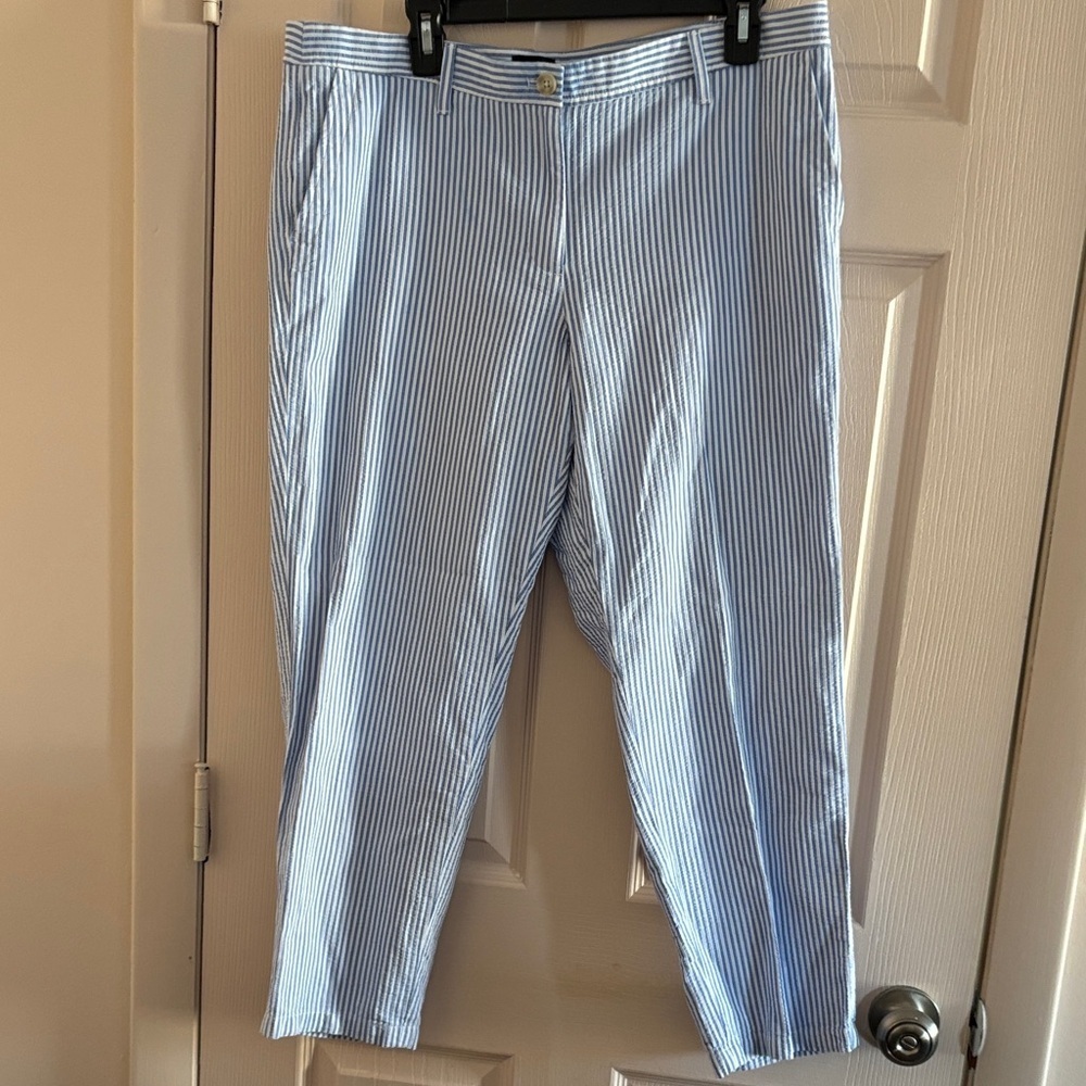 Talbots womens Light Blue seersucker pant